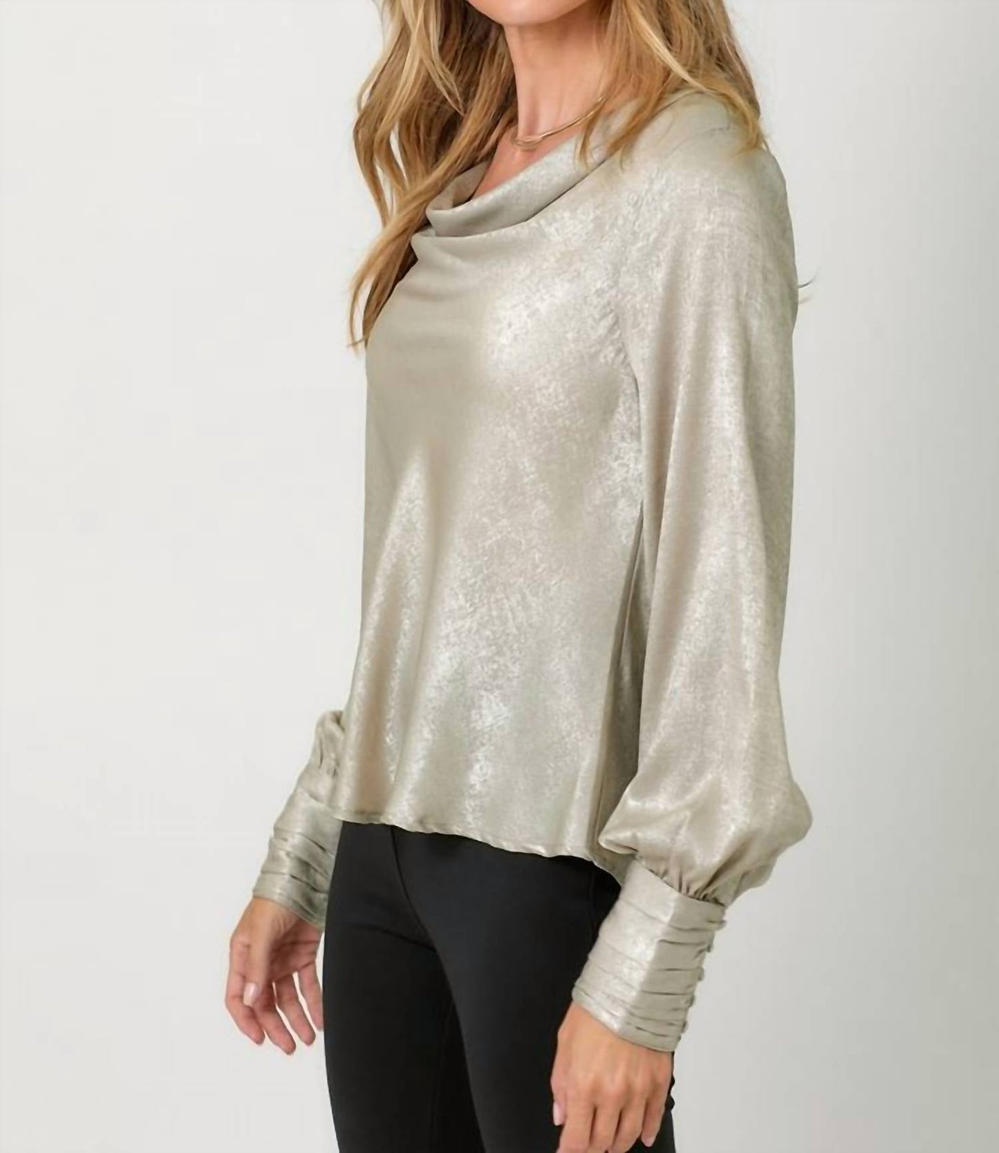 Mystree - Metallic Cowl Neck Blouse