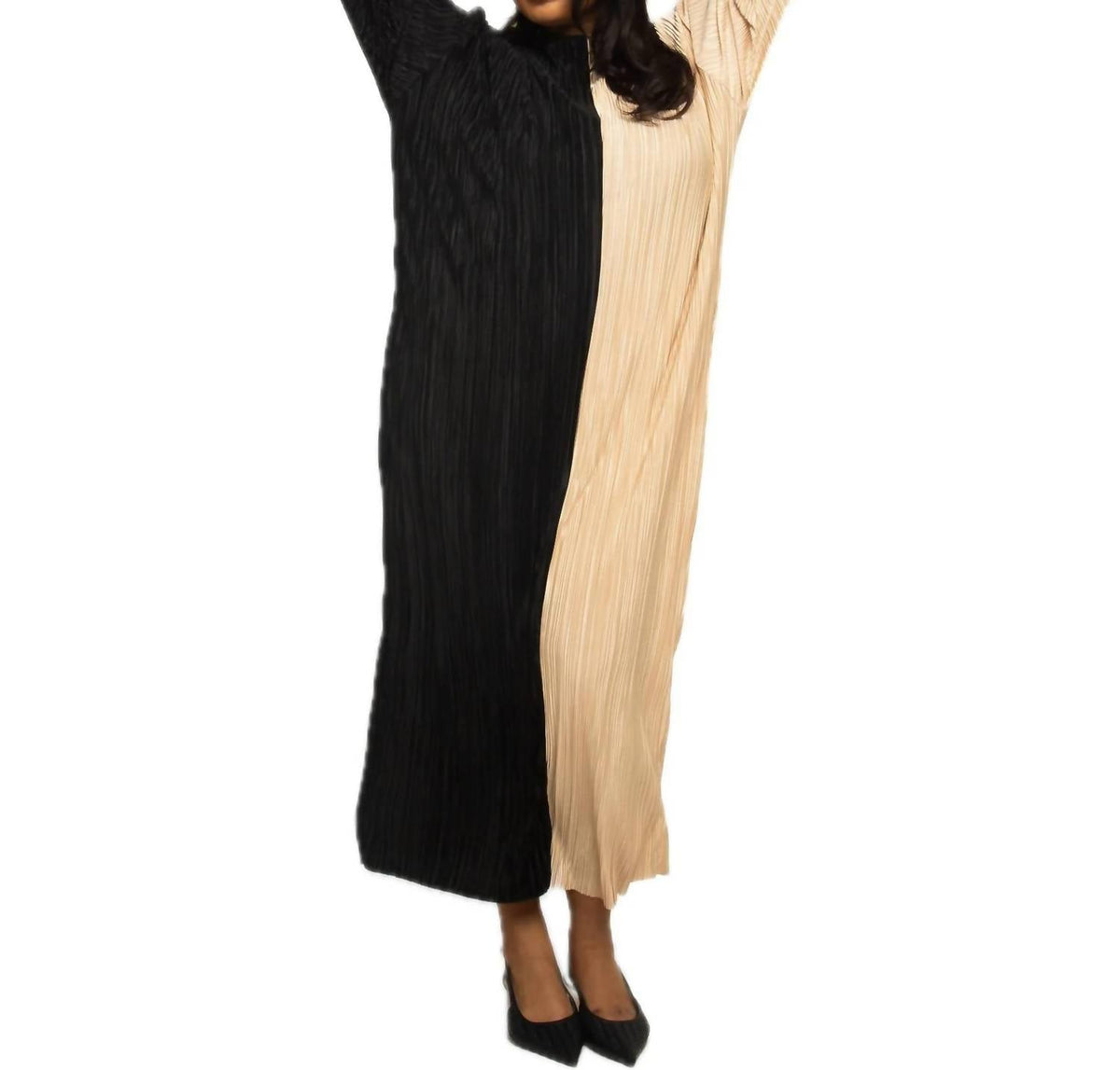 Fashion Szn Curve - Long Sleeve Colour Block Midaxi Dress