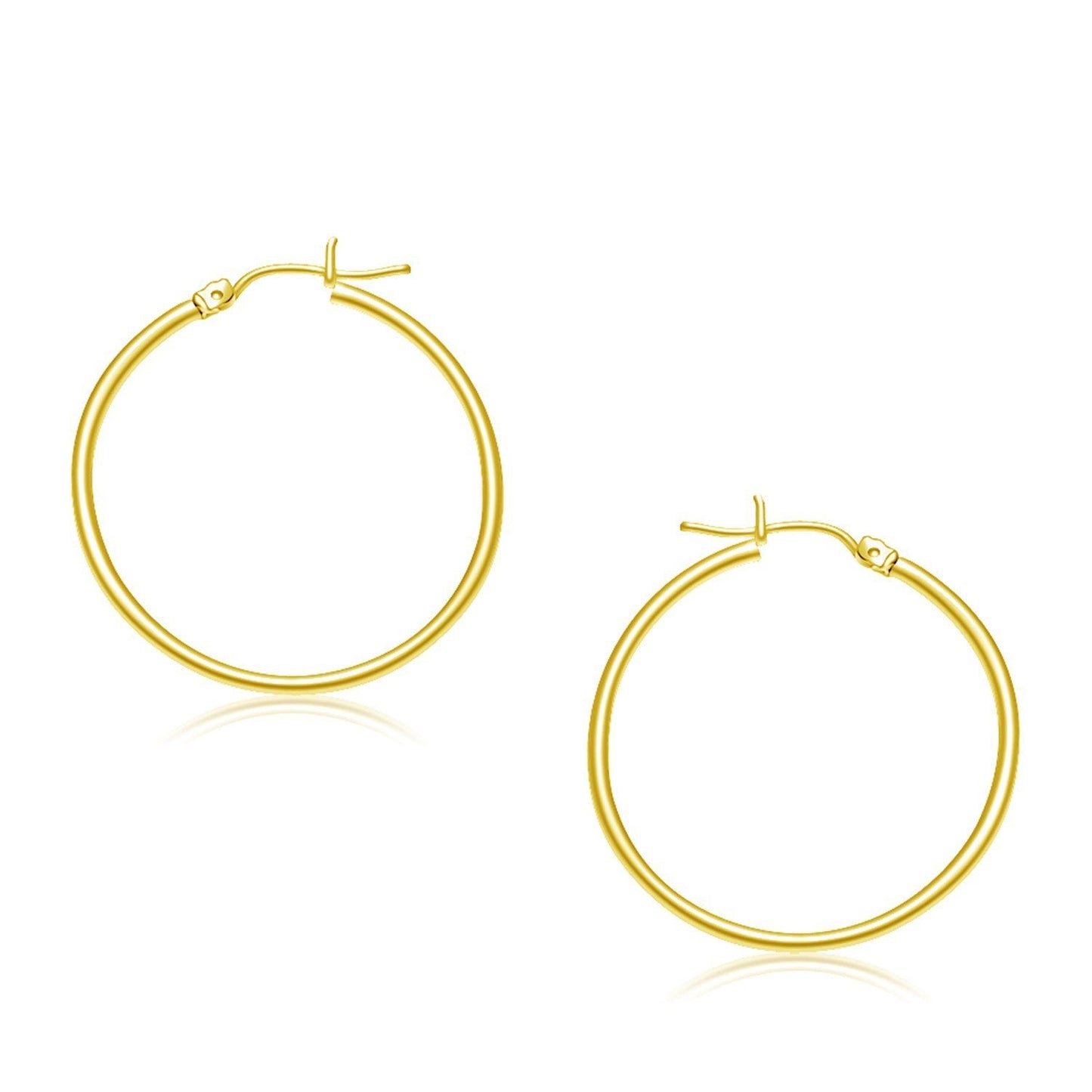 10k पीले सोने की पॉलिश की हुई हुप बालियां (30 mm)