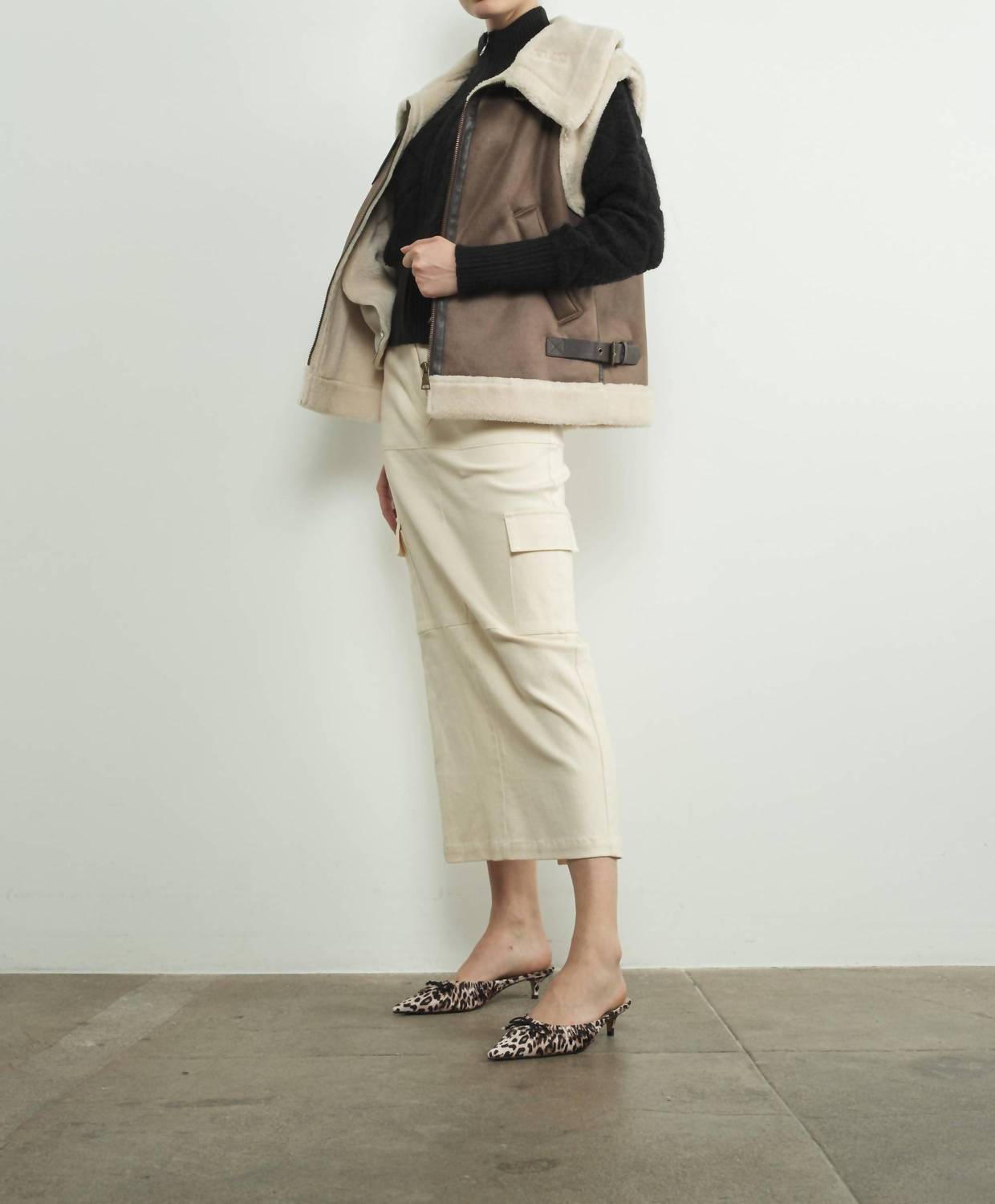 Aaron & Amber - Faux Leather Tabbed Collar Vest