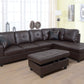 3 Pc Sectional Sofa Set Brown Faux Leather Left-Facing Chaise