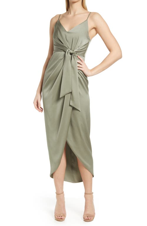 Shona Joy Luxe Tie Front Cocktail Dress Eucalyptus Size 12