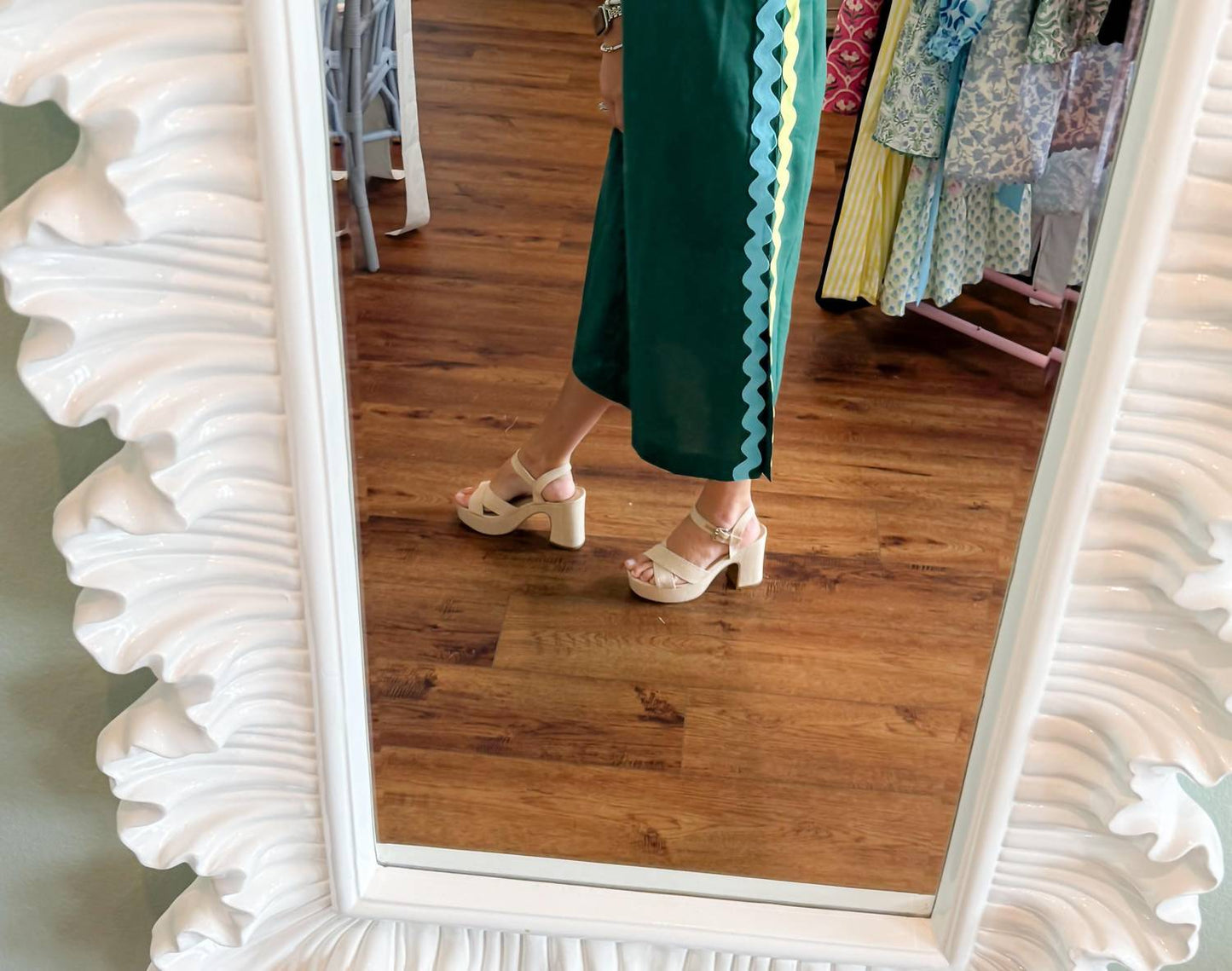 2.7 August Apparel - Emerald Ric Rac Midi Dress