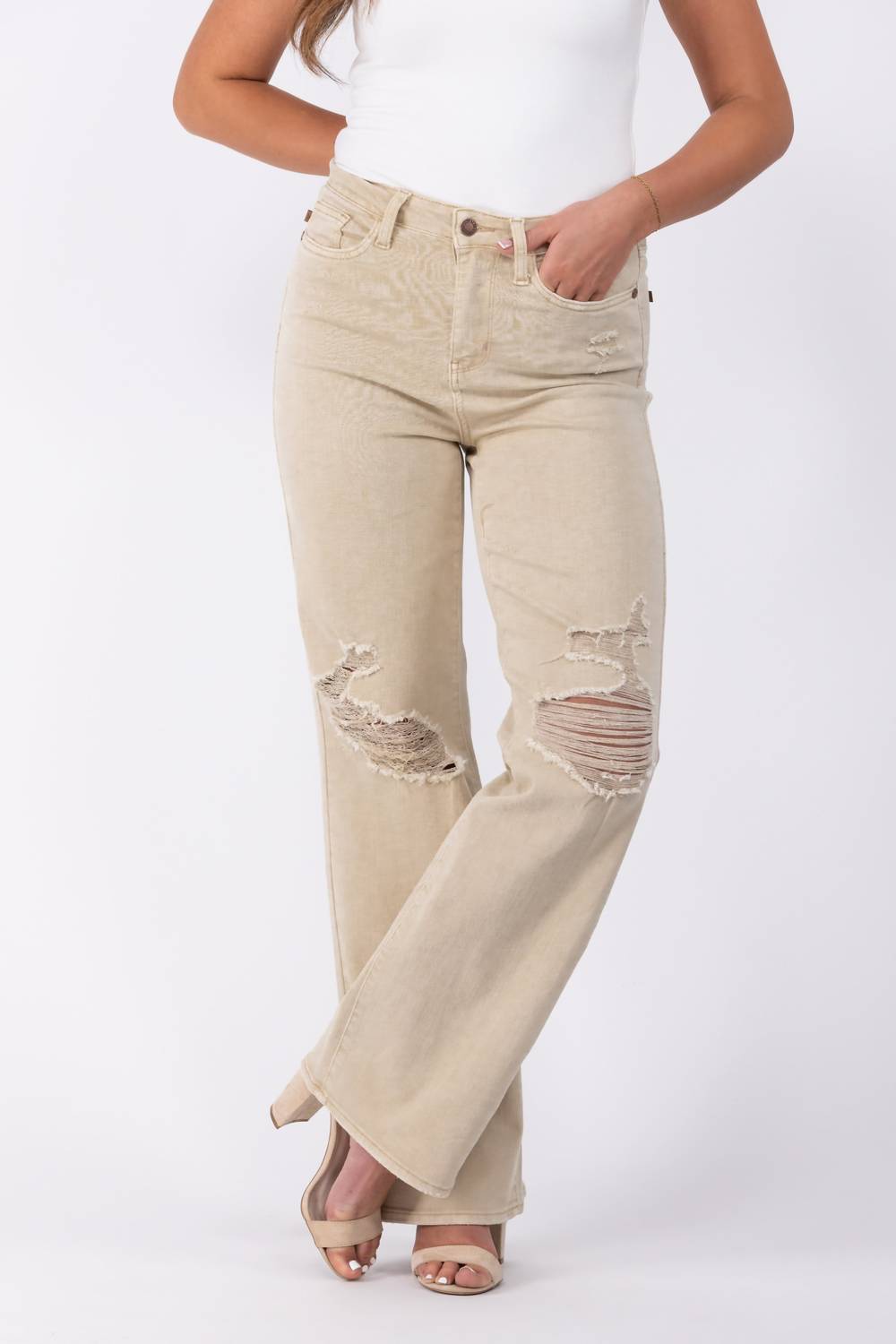 Judy Blue - High-Rise Garment Dyed Destroy 90's Straight Leg Denim