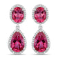 11.35 Carat Genuine Pink Topaz and White Diamond .925 Sterling Silver Earrings