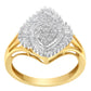 10K Yellow Gold Diamond Cocktail Ring (1/2 Cttw, J-K Color, I2-I3 Clarity) - Size 6-1/2