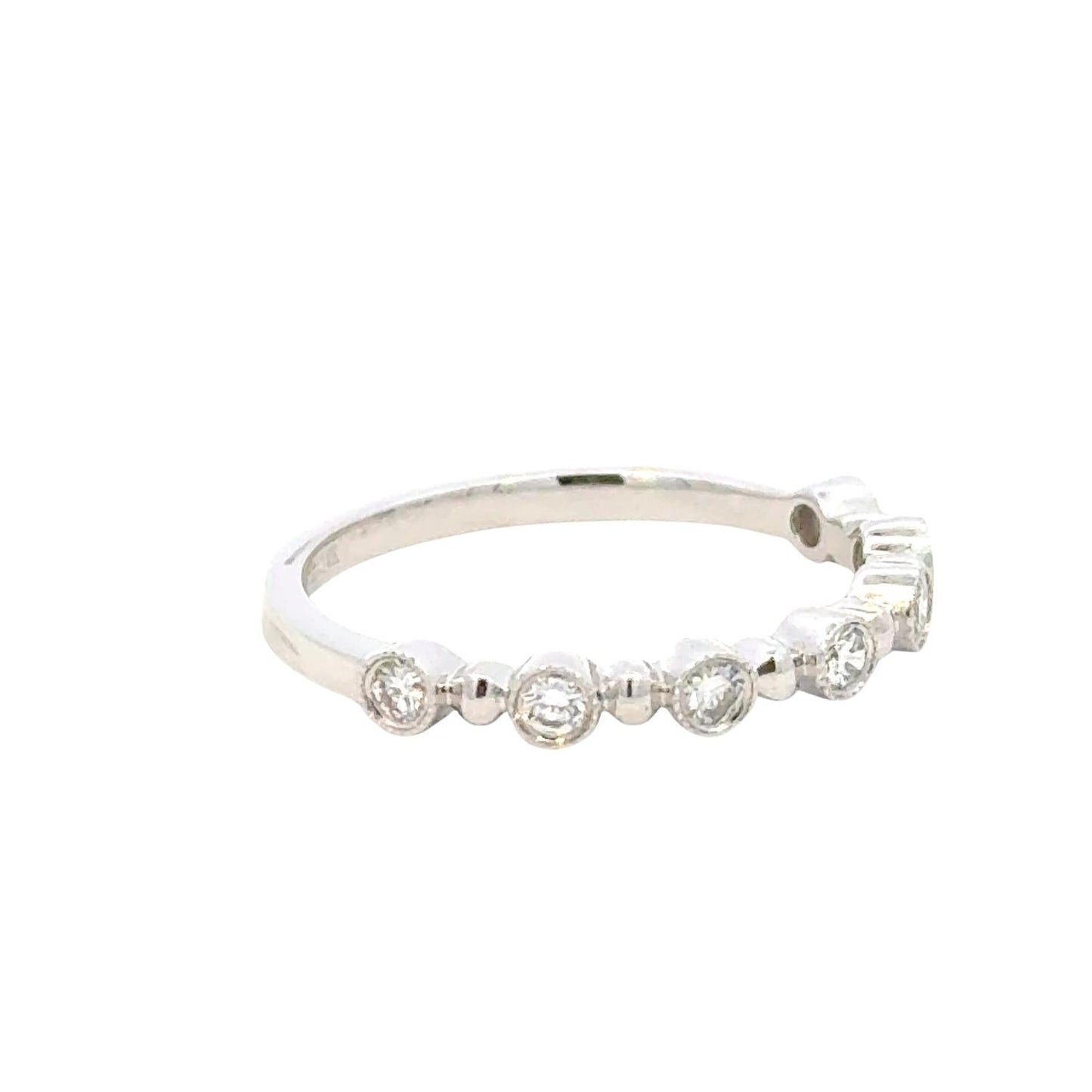 Aamiaa - 0.25 Carat Natural Diamond Bezel & Bar Band Ring - Size 6.5