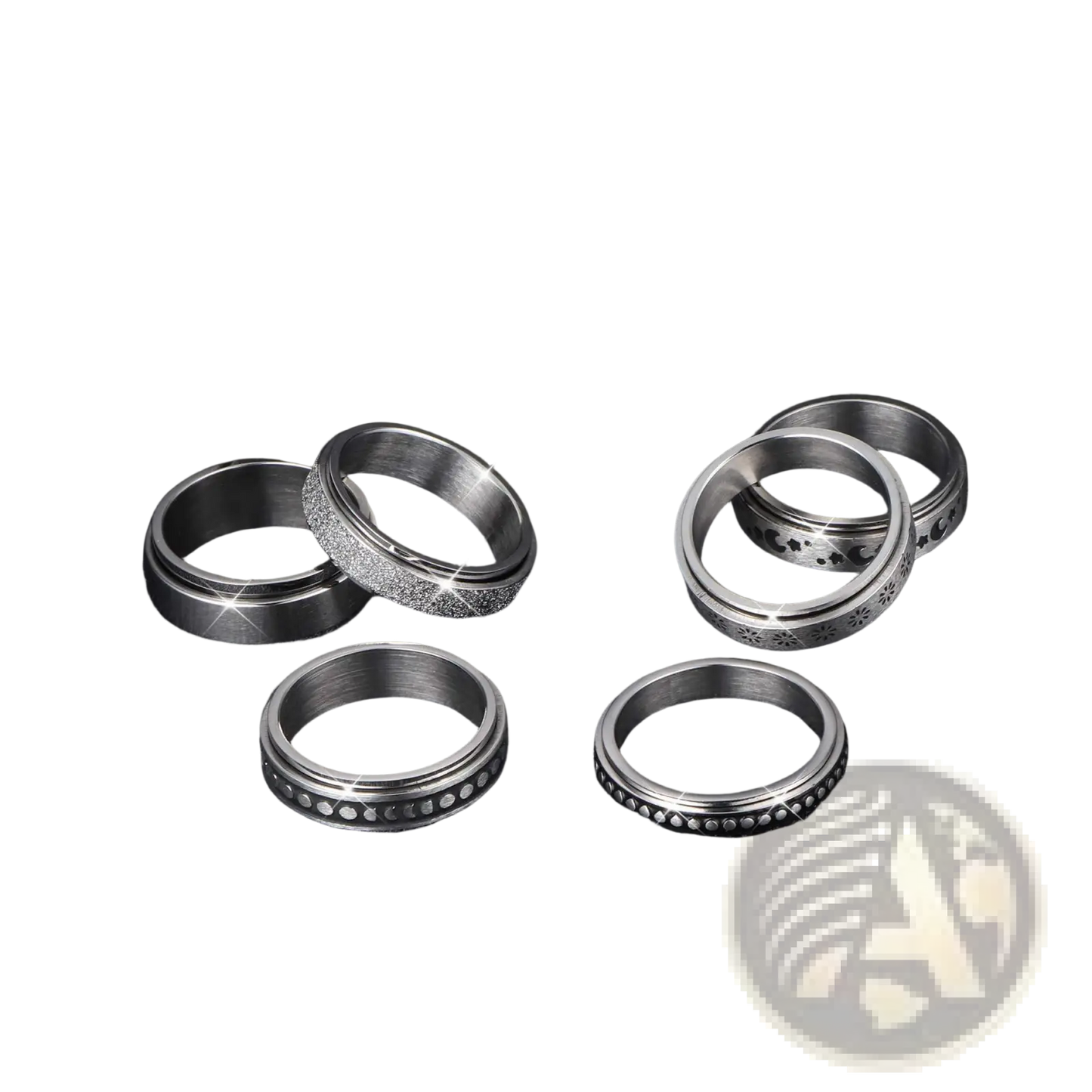 Celestial Stainless Steel Anxiety Spinner Ring Set