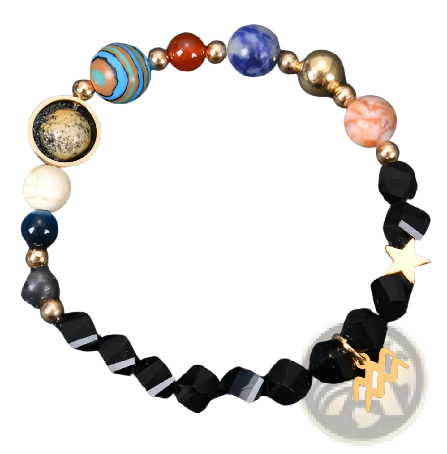 Celestial Zodiac Planet Matte Stone Beaded Bracelet