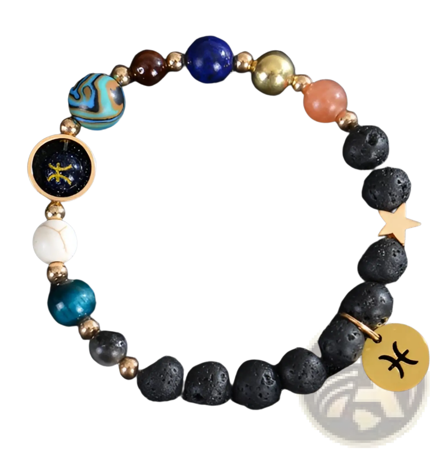 Celestial Zodiac Planet Matte Stone Beaded Bracelet