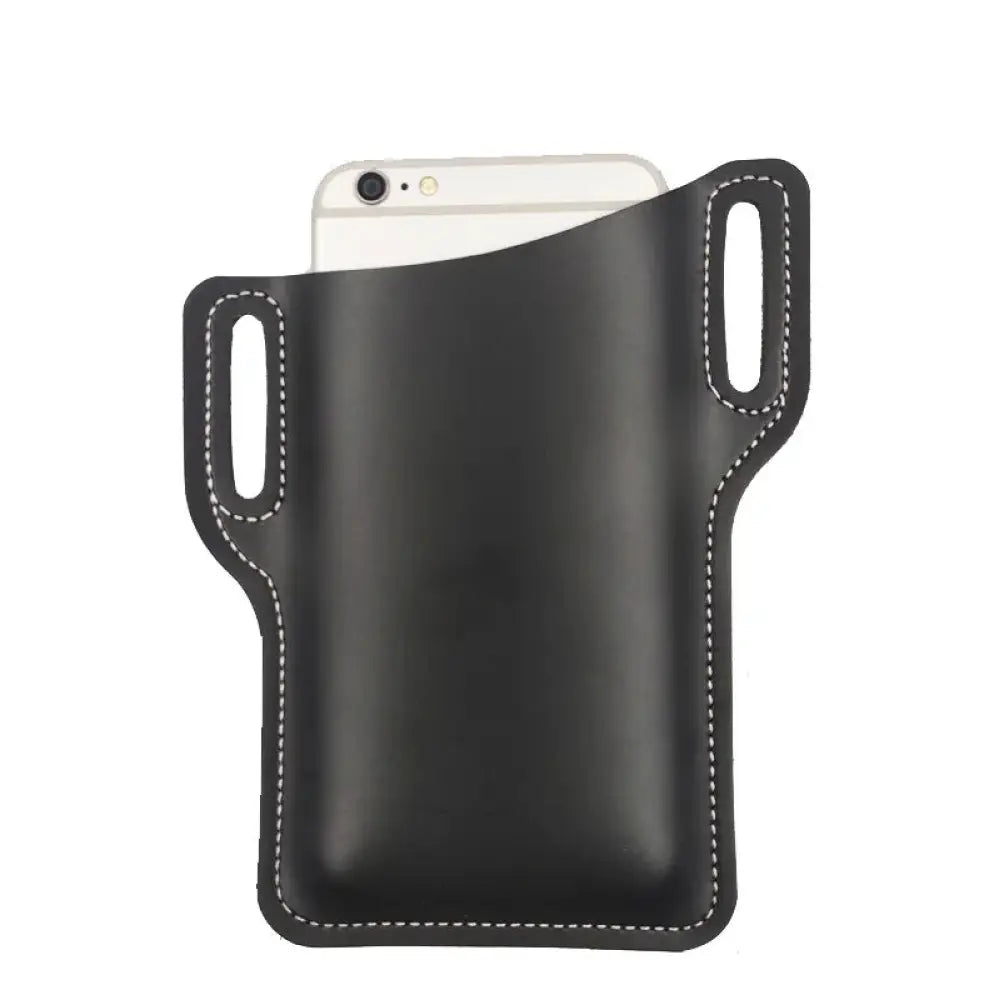 Brown Pu Leather Phone Holster with Belt Loop and Card Slots