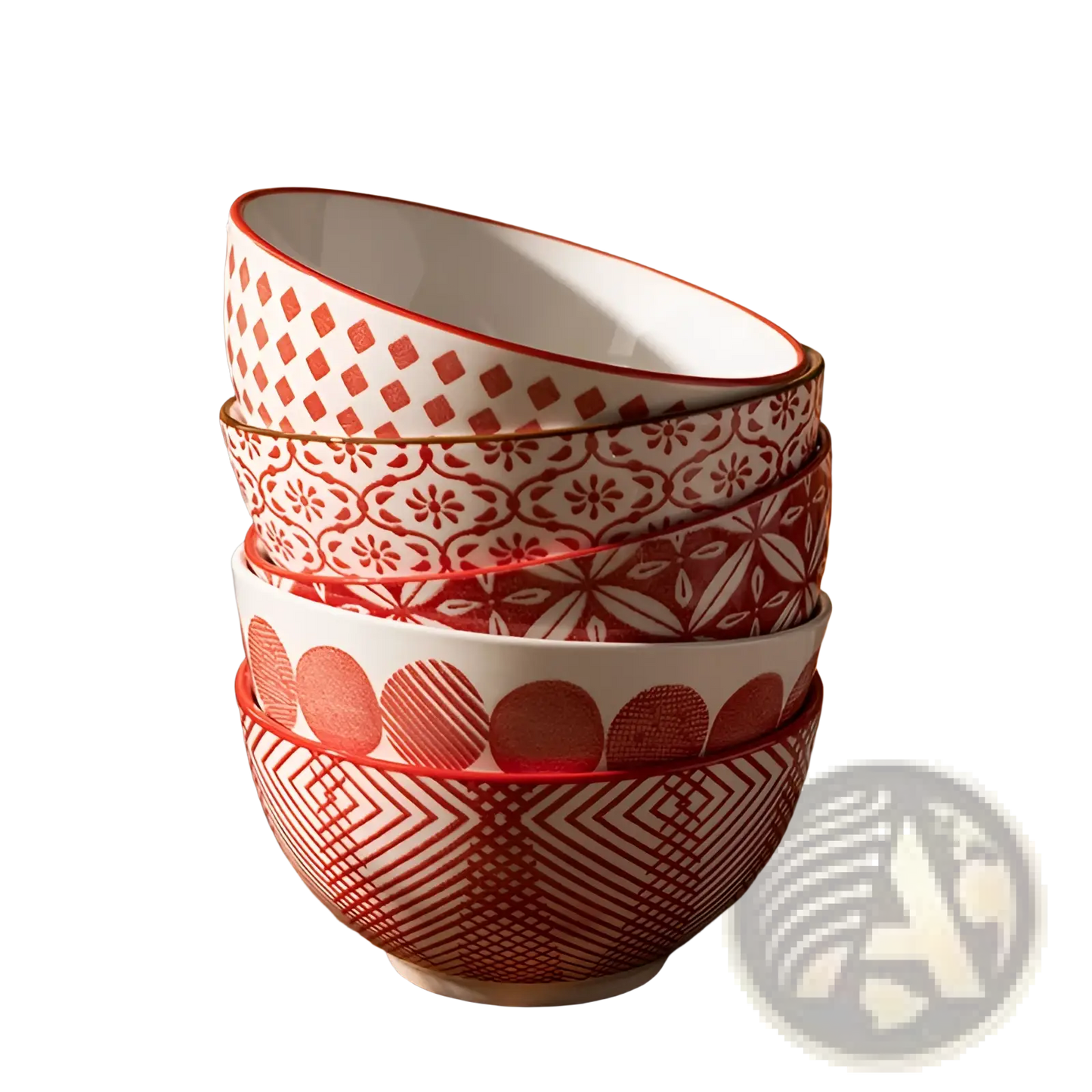 Ceramic Bowl Set 5 Piece Japanese Floral Porcelain