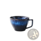 Ceramic Coffee Mug and Saucer Set in Deep Blue Glaze