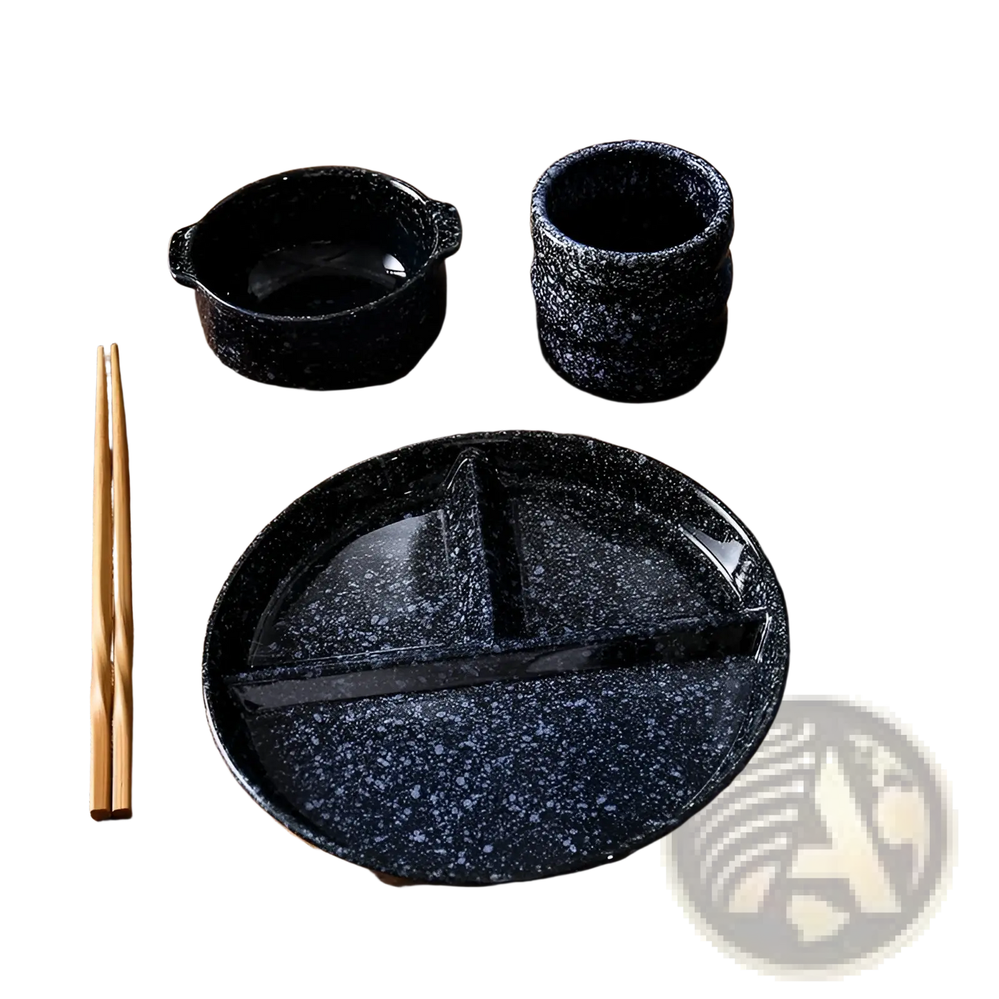 Ceramic Divided Dinner Plate Set with Speckled Glaze