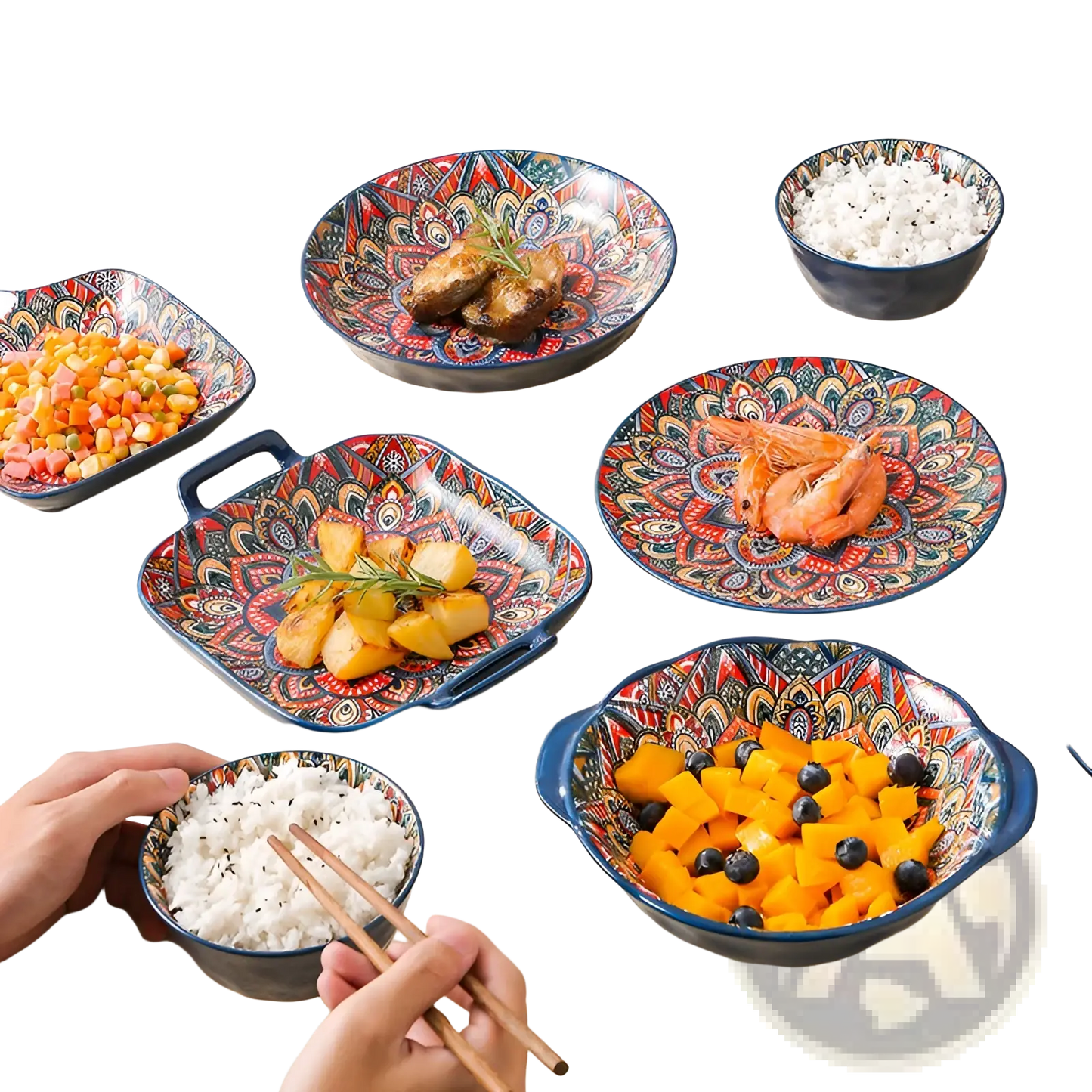 Ceramic Mandala Serving Bowl Hand Painted 400ml