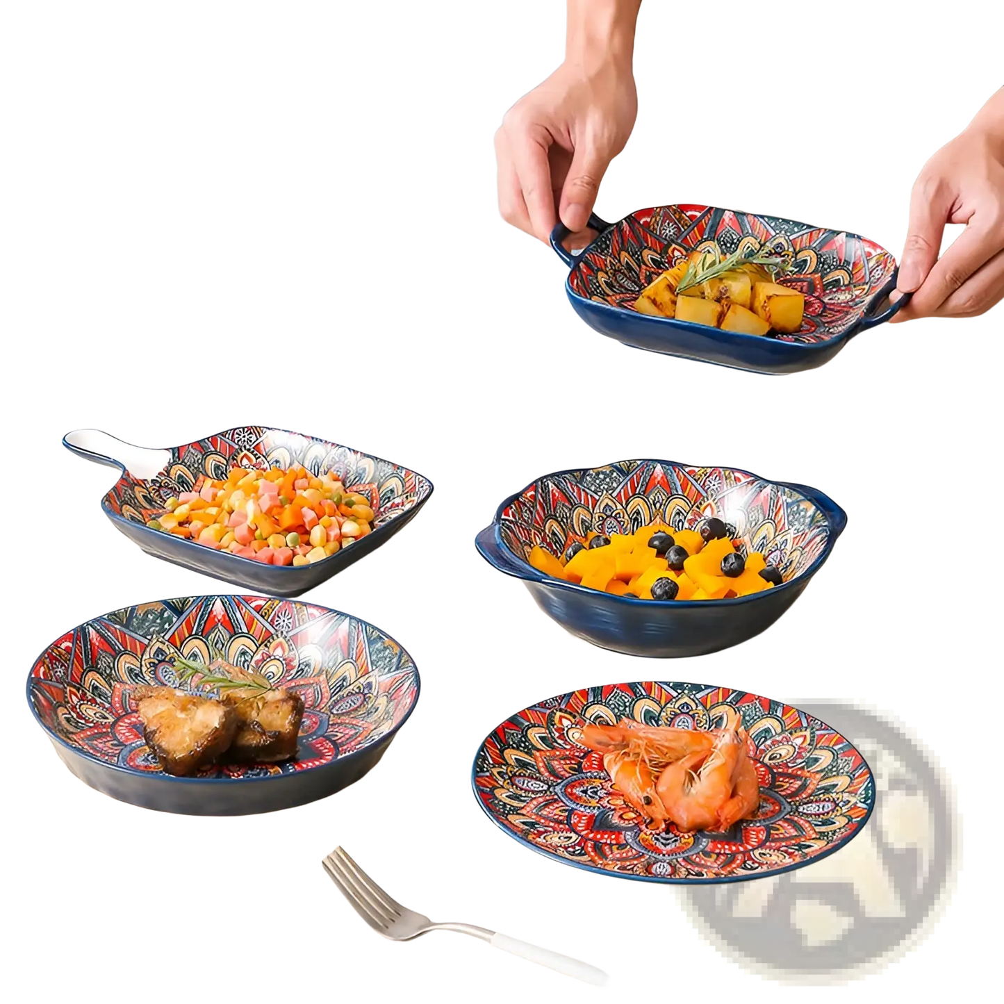 Ceramic Mandala Serving Bowl Hand Painted 400ml