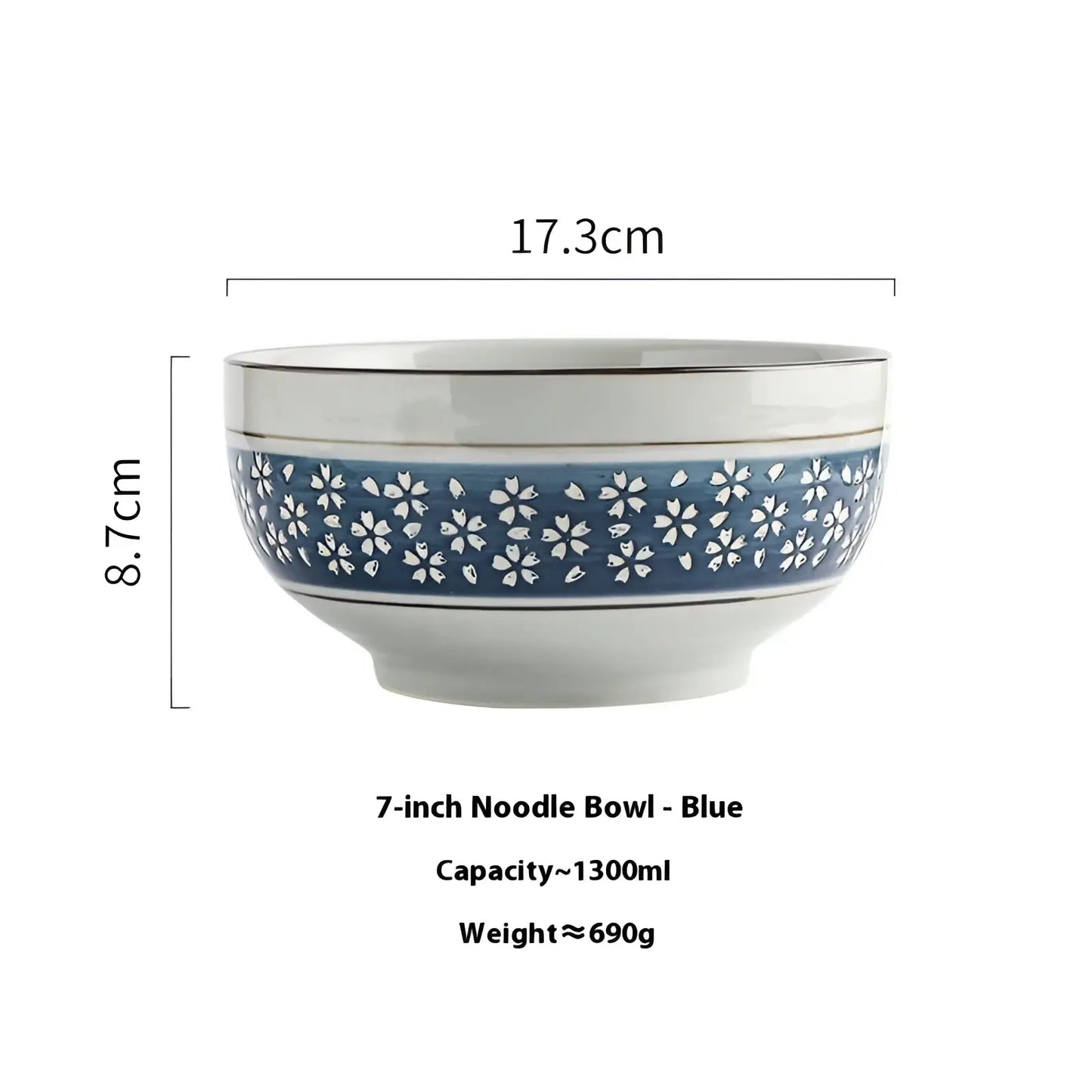 Ceramic Noodle Bowl 7 Inch Cherry Blossom Soup Bowl
