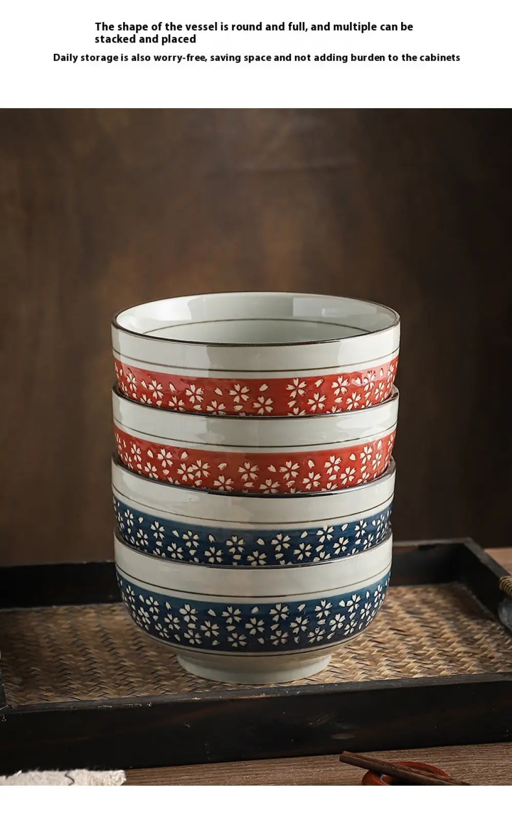 Ceramic Noodle Bowl 7 Inch Cherry Blossom Soup Bowl