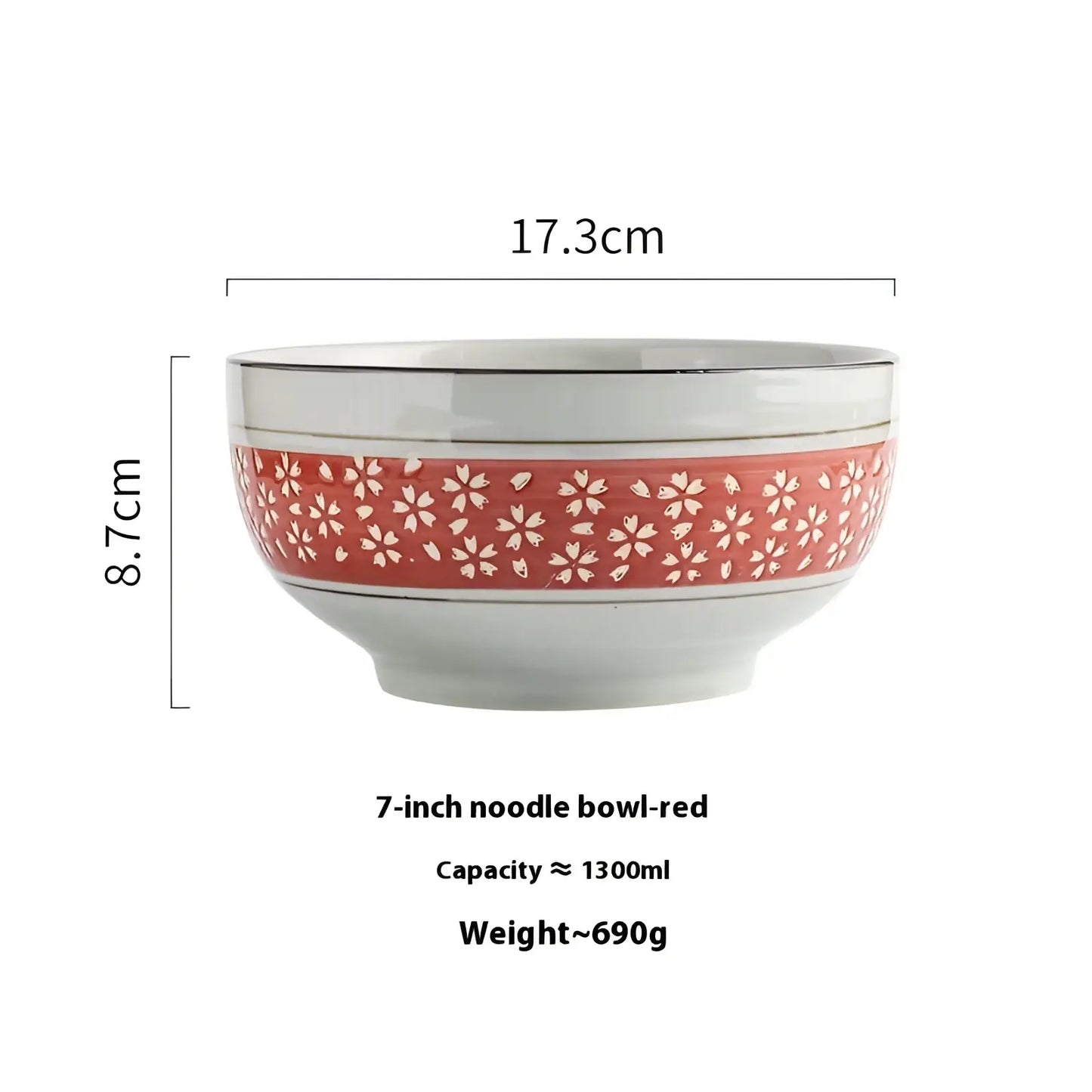 Ceramic Noodle Bowl 7 Inch Cherry Blossom Soup Bowl