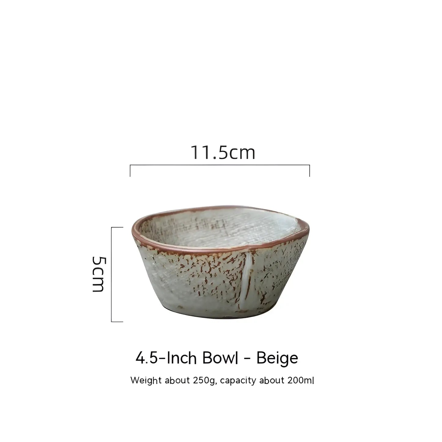 Ceramic Rice Bowl Retro Handcrafted Textured Soup Bowl