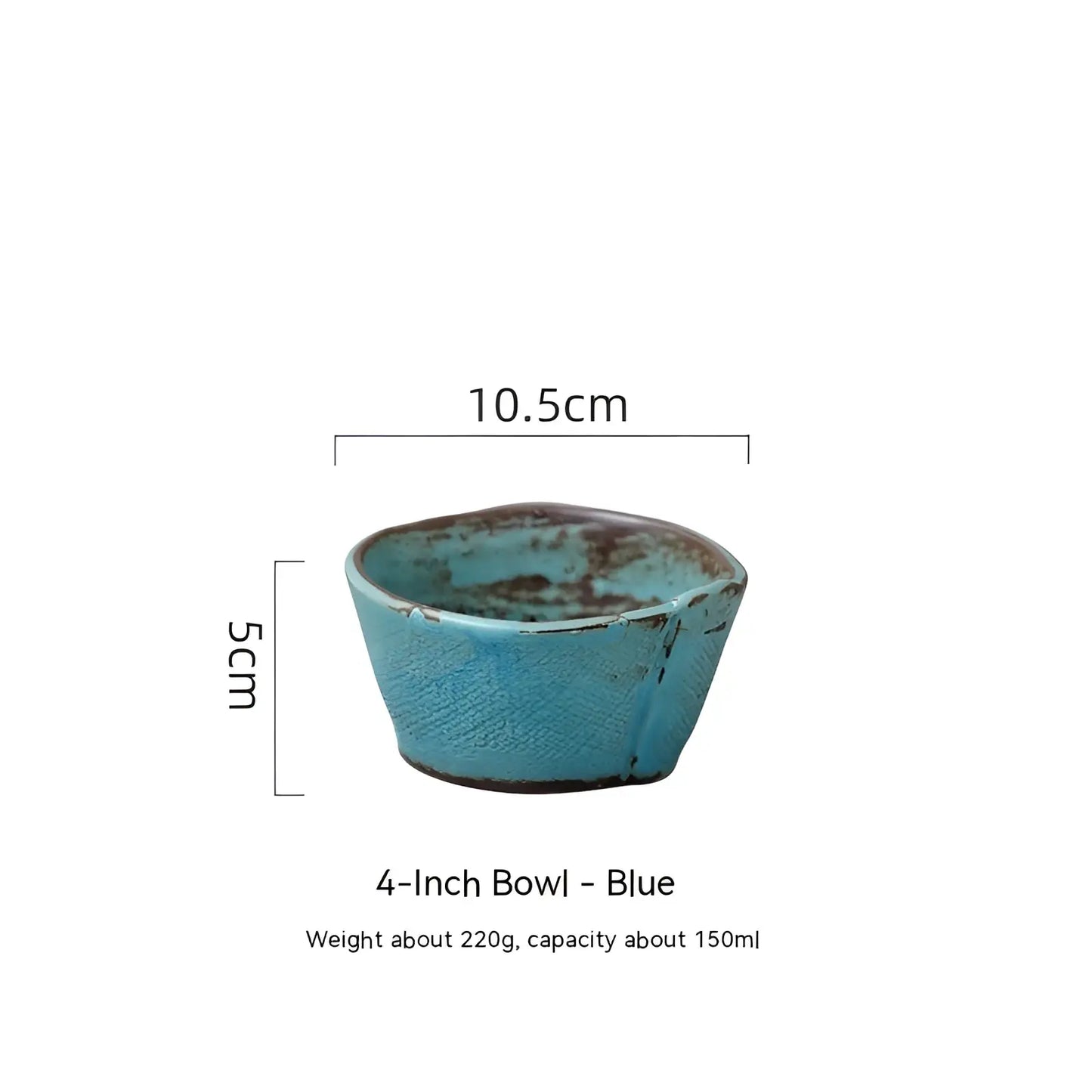 Ceramic Rice Bowl Retro Handcrafted Textured Soup Bowl
