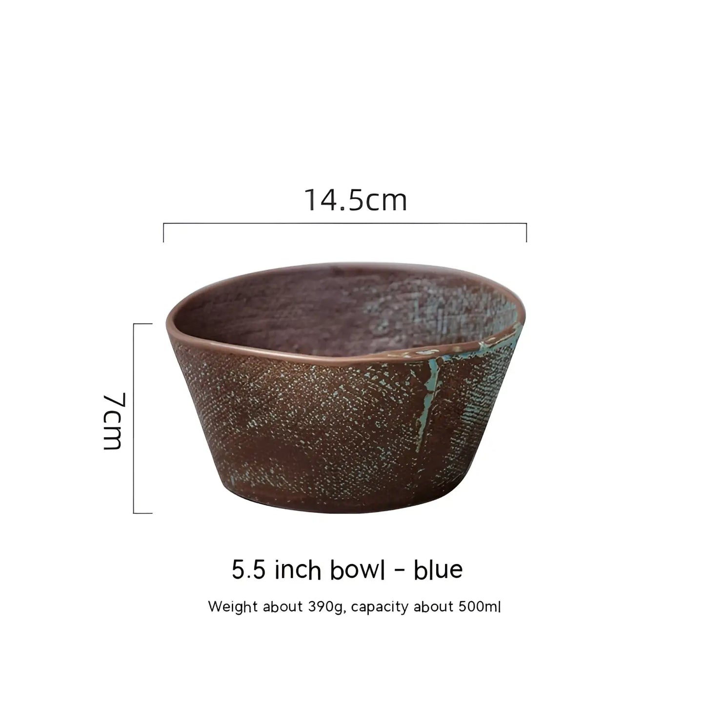 Ceramic Rice Bowl Retro Handcrafted Textured Soup Bowl