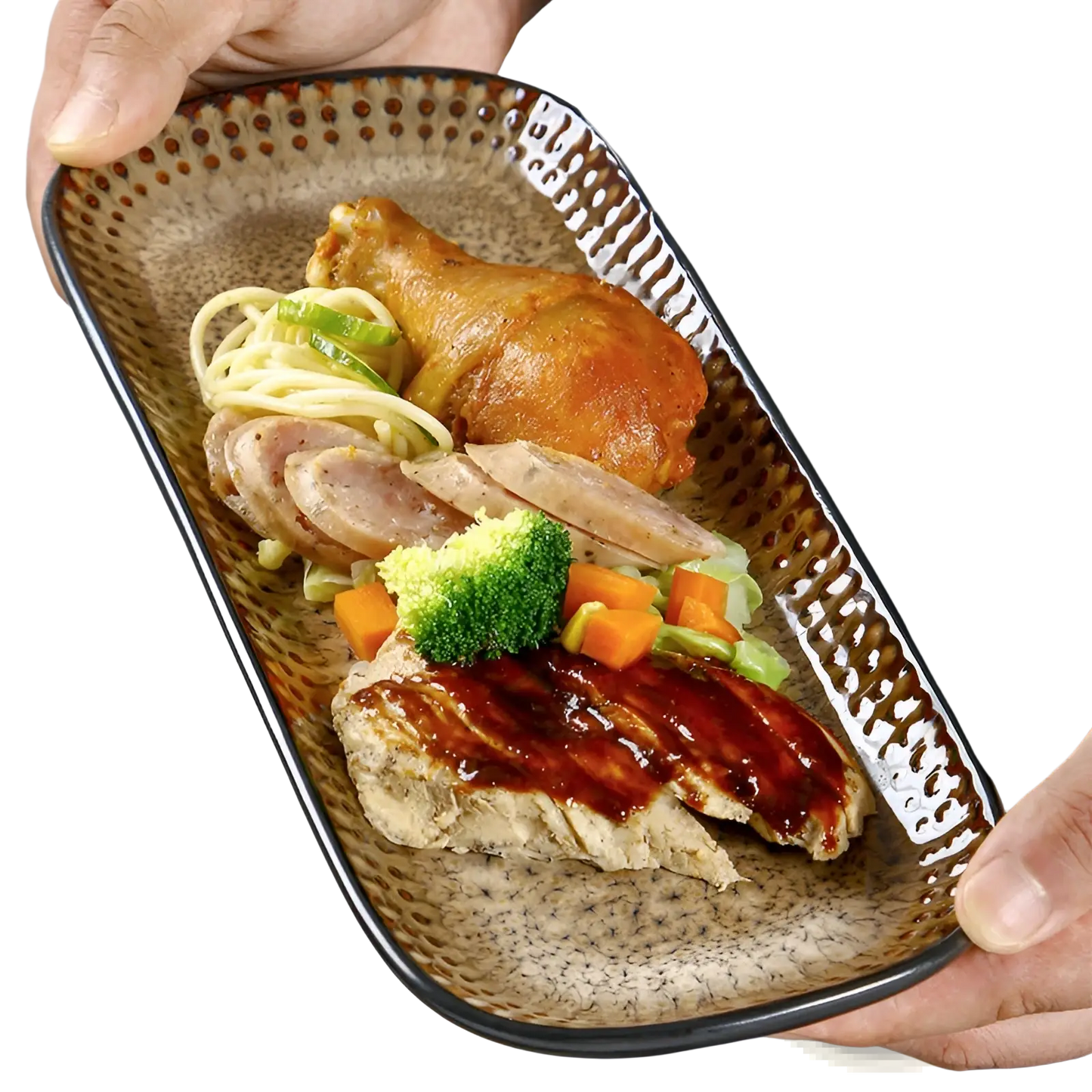 Ceramic Serving Tray 12.5 Inch Brown Gradient Platter