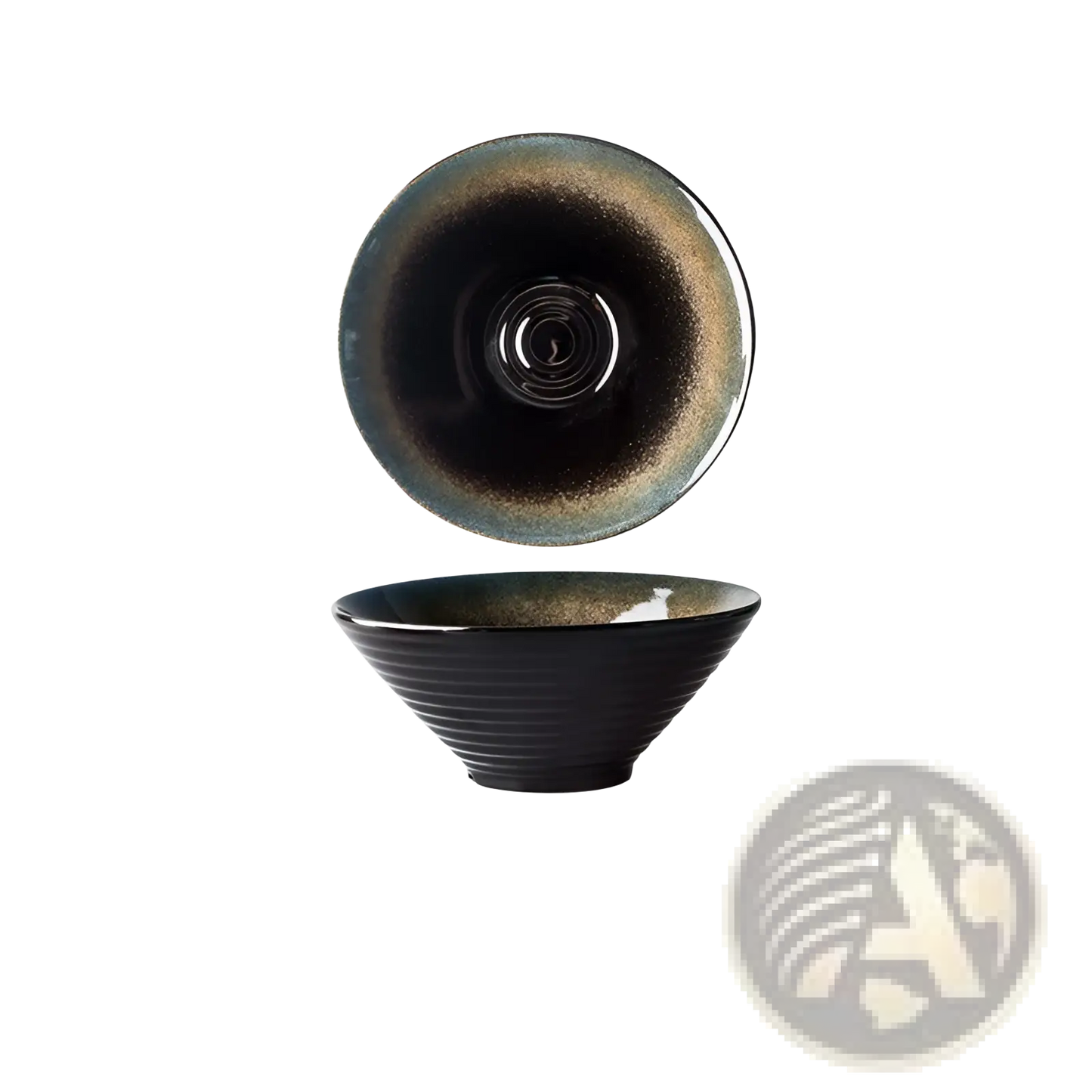 Ceramic Tableware Set Black and Gold Kiln Glaze Porcelain