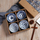 Hand-painted Marine Ceramic Bowl Gift Set with Wooden Box