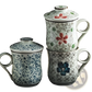 Ceramic Tea Mug with Infuser and Lid Floral 300ml
