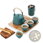 Ceramic Travel Tea Set with Bamboo Tray and Case