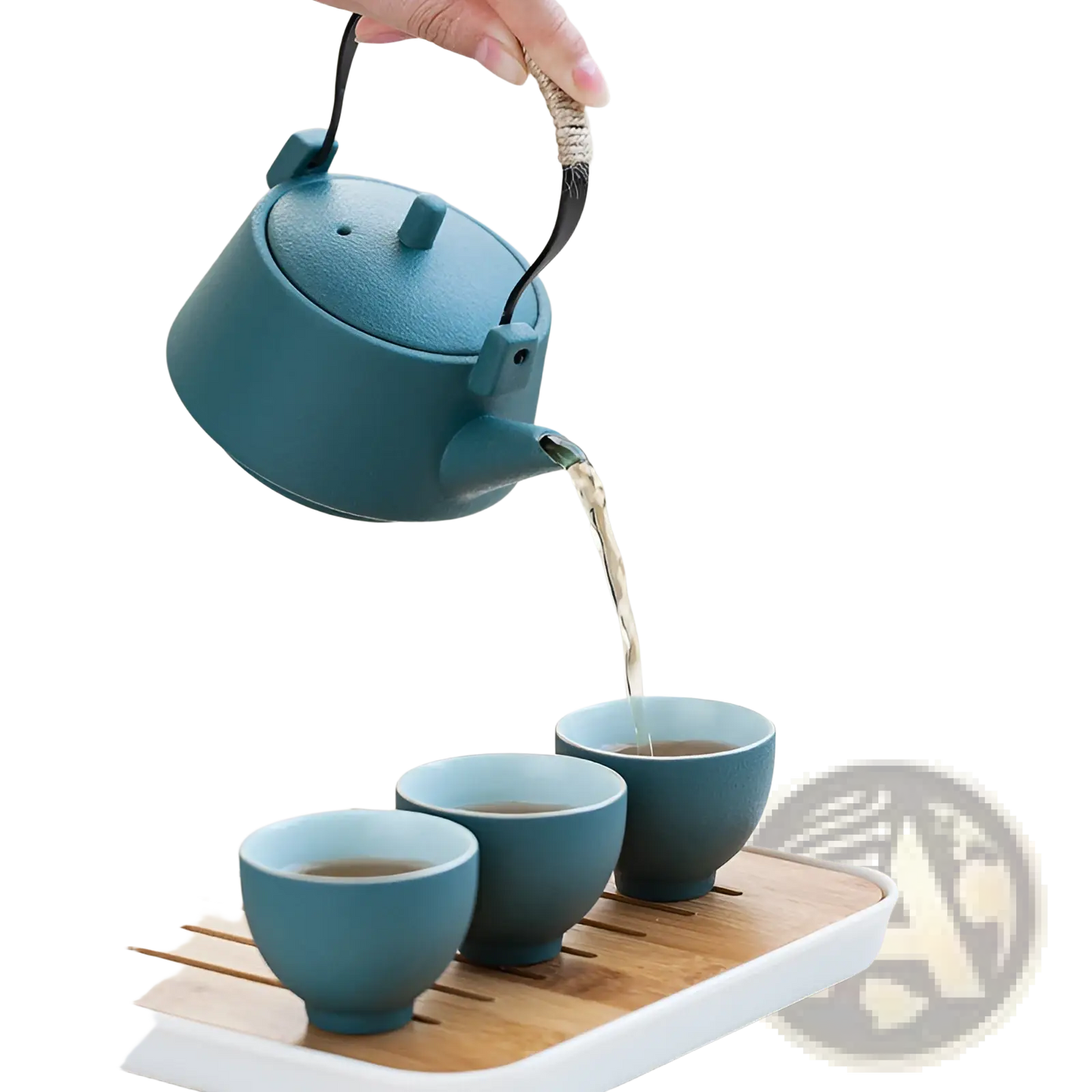 Ceramic Travel Tea Set with Bamboo Tray and Case