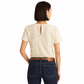 Lauren Ralph Lauren Womens Patchwork Lace Short Sleeve Blouse White Cream