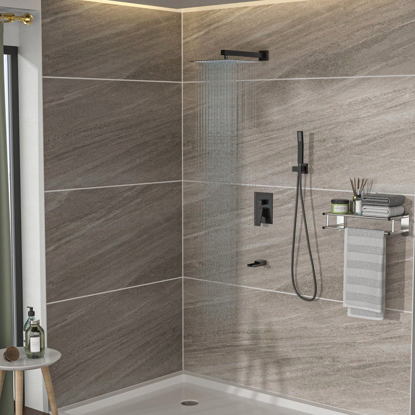 10" Wall Mounted Square Shower System With Rough In Valve