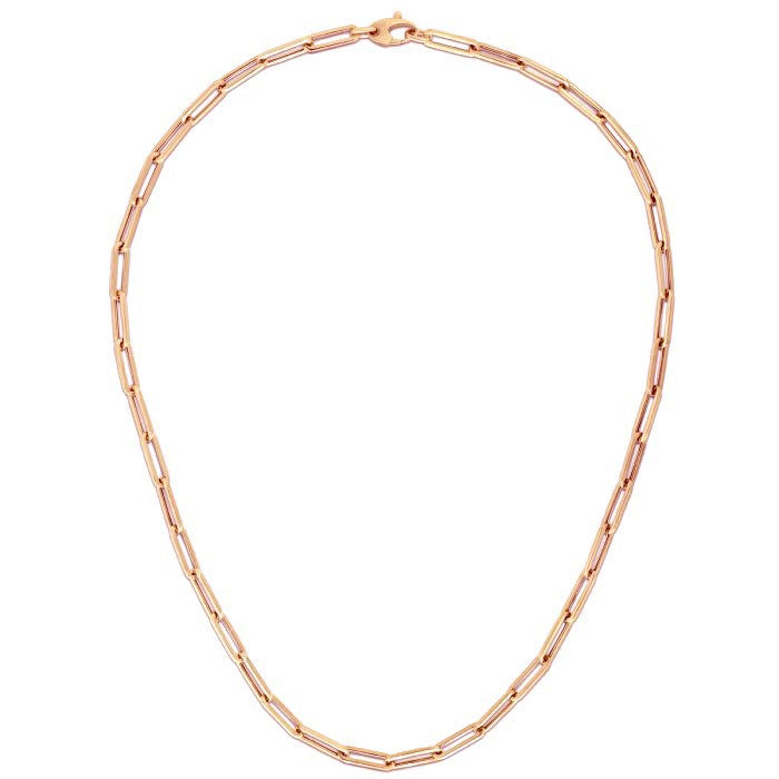 14K रोज़ गोल्ड बोल्ड पेपरक्लिप चेन (4.2 mm)
