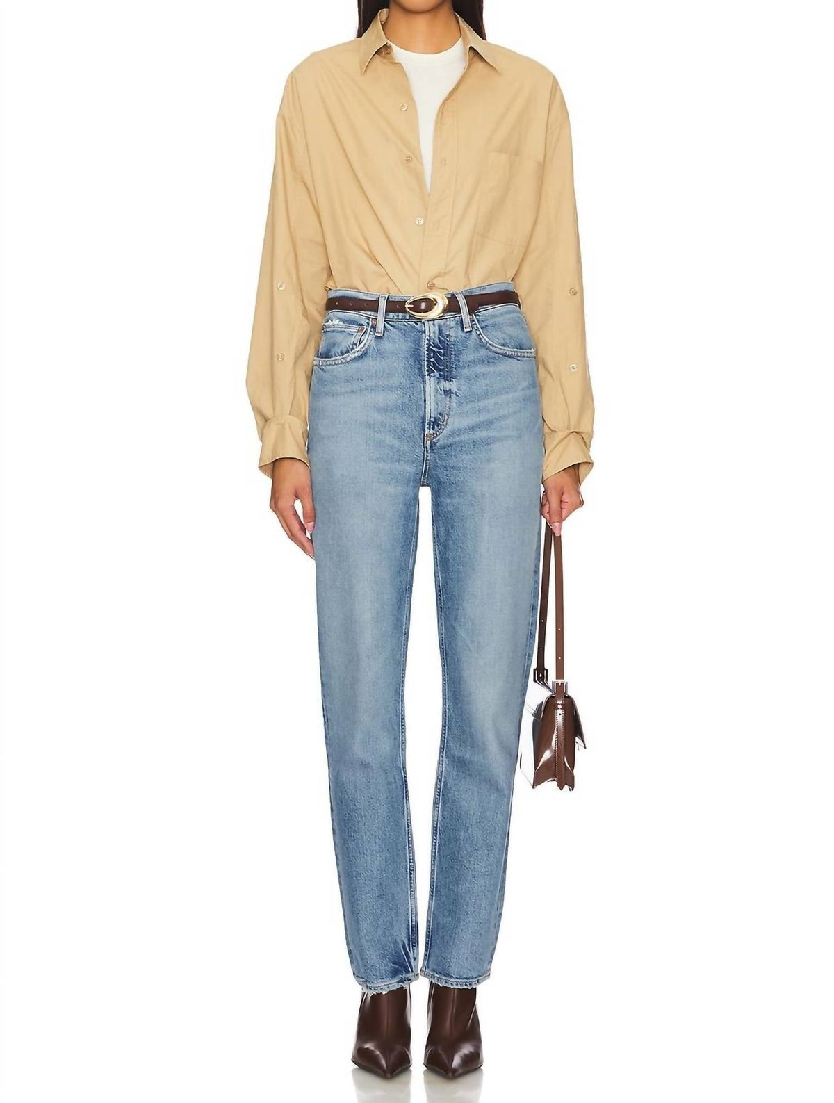 Agolde - High Rise Stovepipe Straight Cotton Jean
