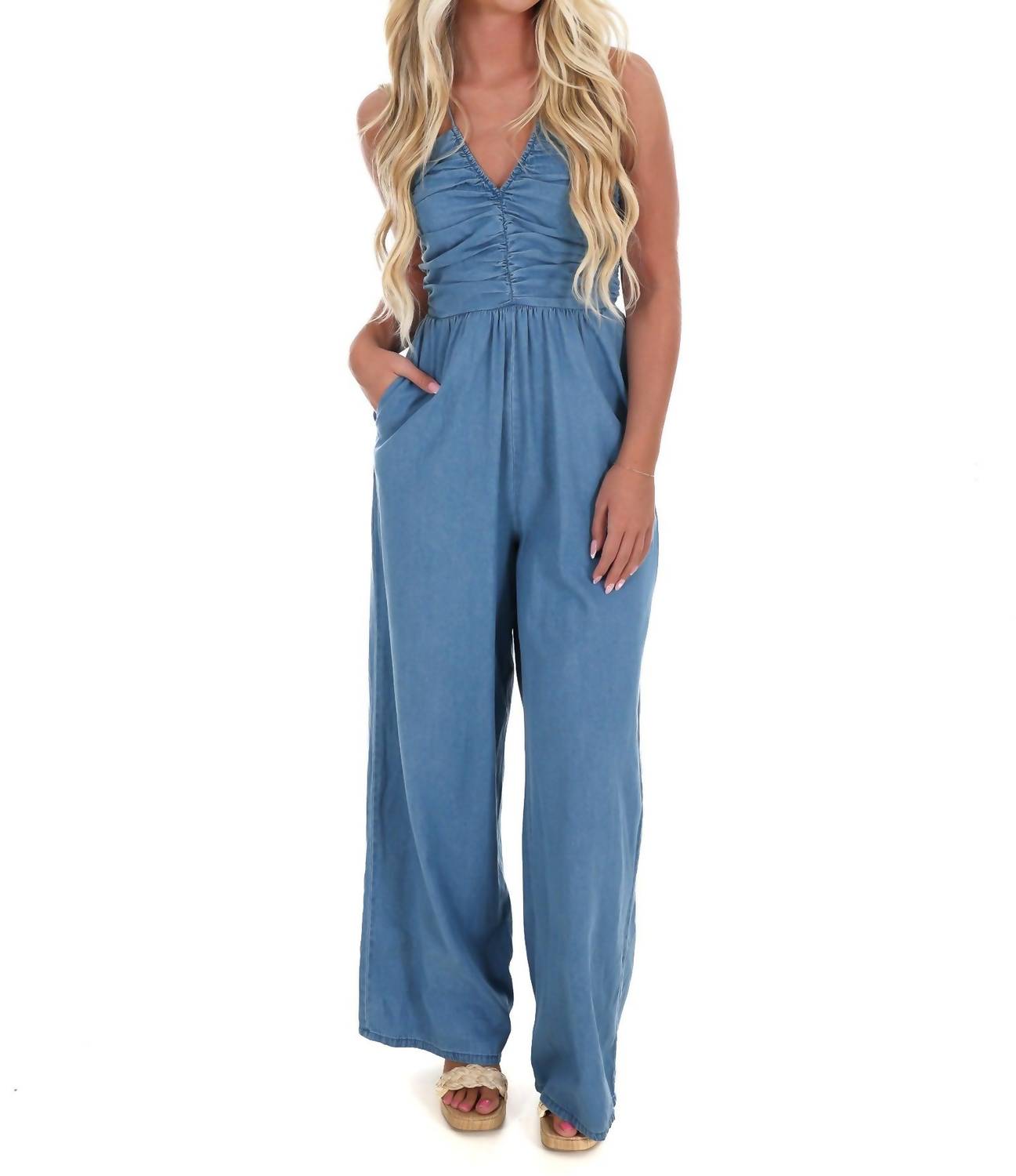 Day + Moon - Take Time Off Halter Jumpsuit