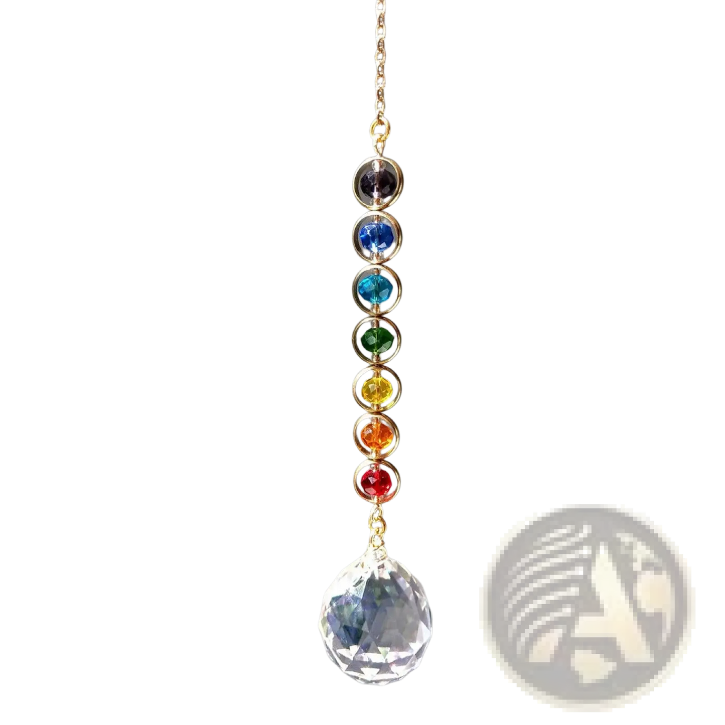 Chakra Rainbow Crystal Sun Catcher with Faceted Prism