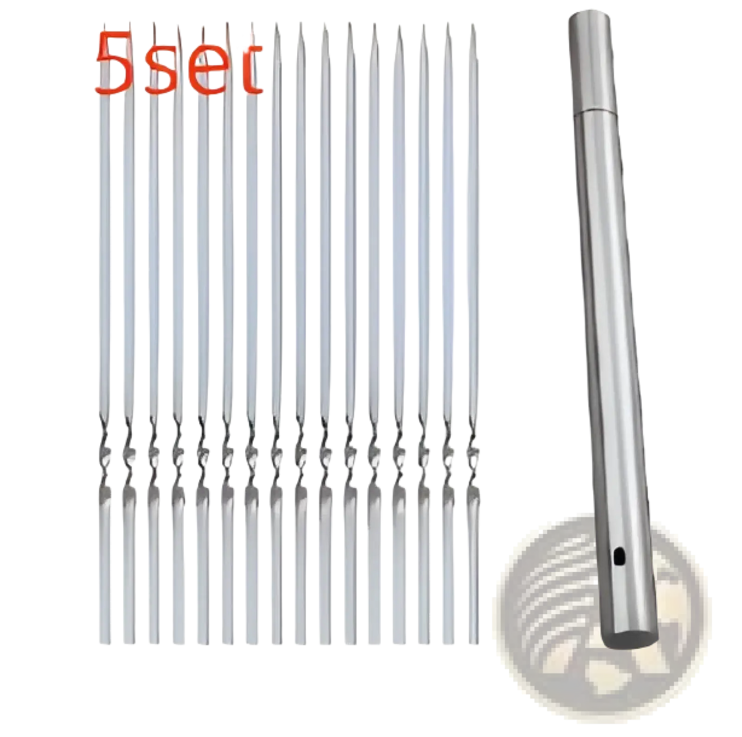 Charcoal Grill with 30 Stainless Steel Skewers Set