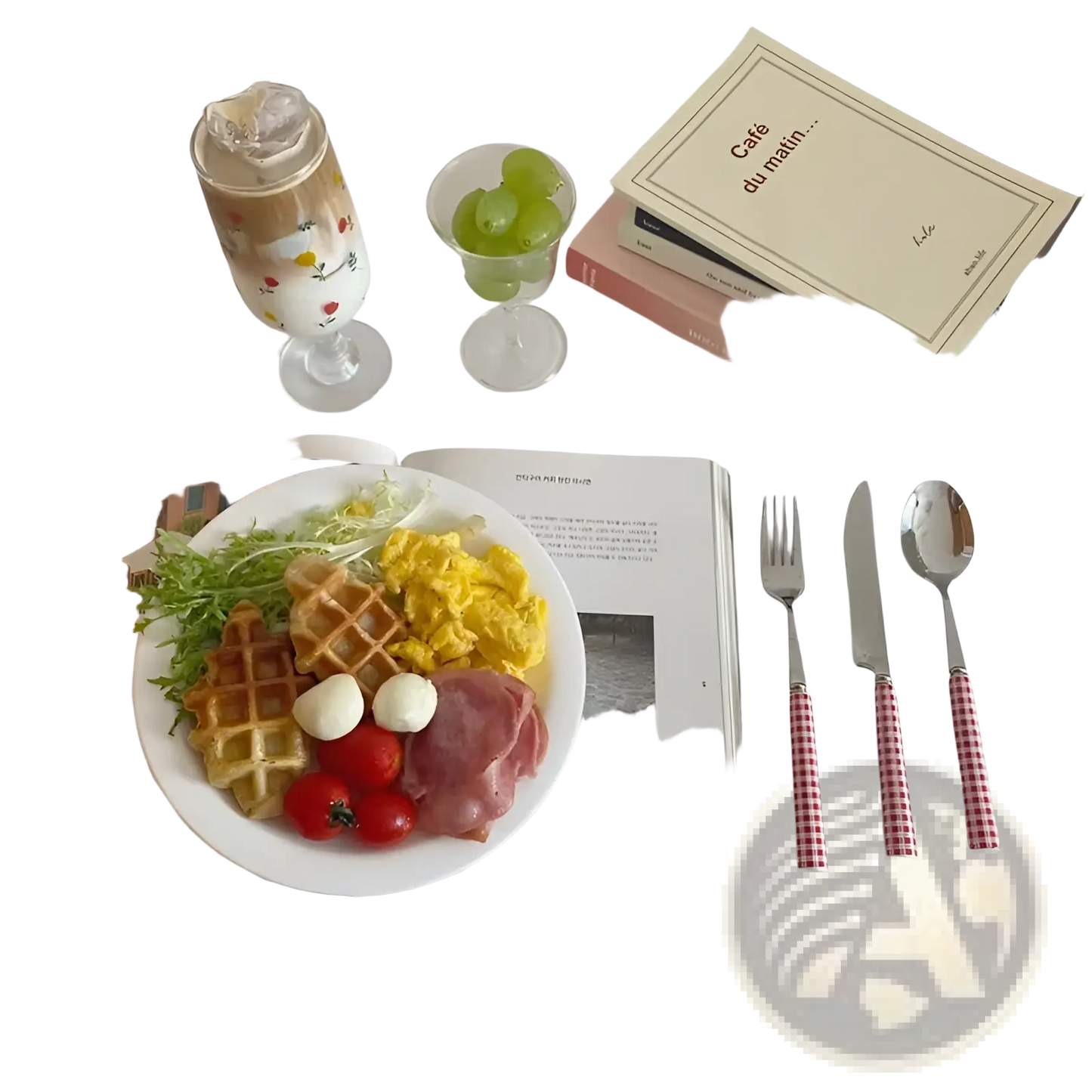 Checkered Stainless Steel Cutlery Tableware Set
