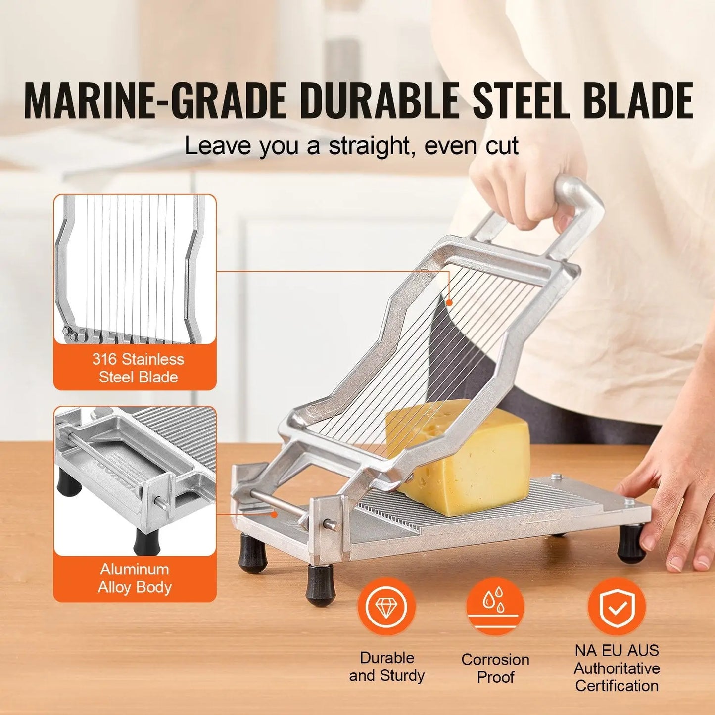 Cheese Slicer with Adjustable 316 Stainless Steel Wire
