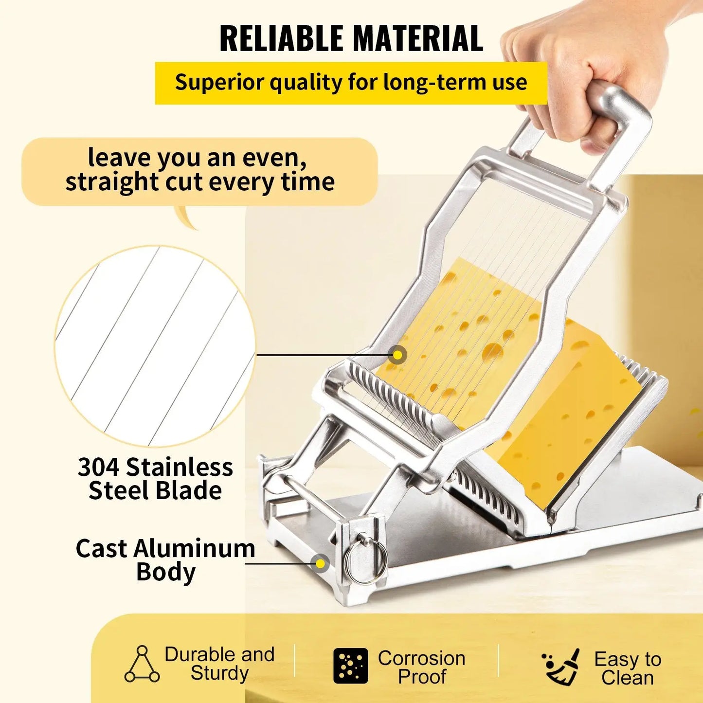 Cheese Slicer with Wire 1cm and 2cm Cutting Blades
