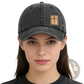 Christian Cross Leather Patch Baseball Hat Distressed