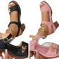 Chunky Heel Sandals with Buckle and Pigskin Lining