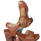 Chunky Heel Sandals with Buckle and Pigskin Lining