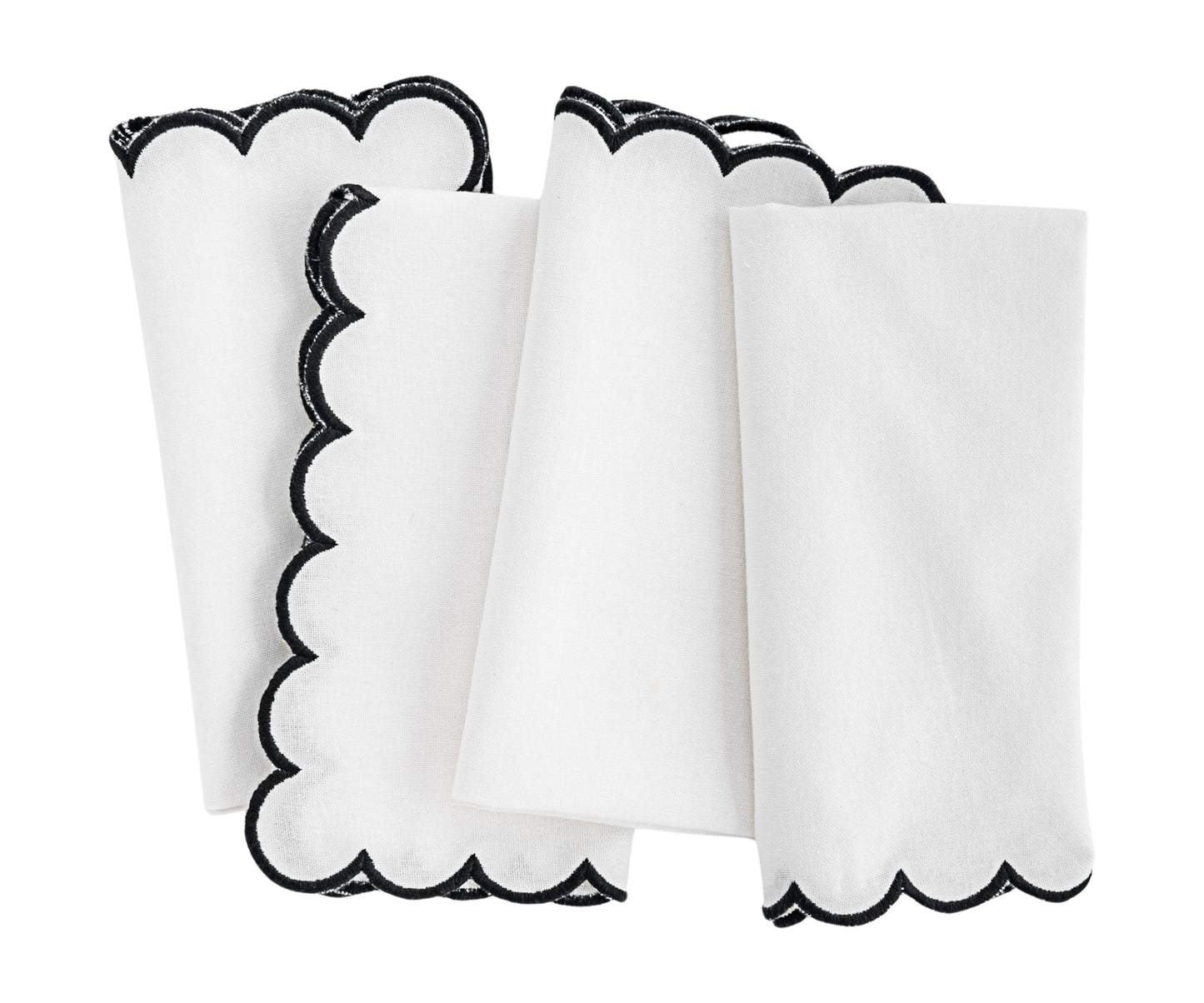 Napkins Black and White - Closewave Scalloped Edge