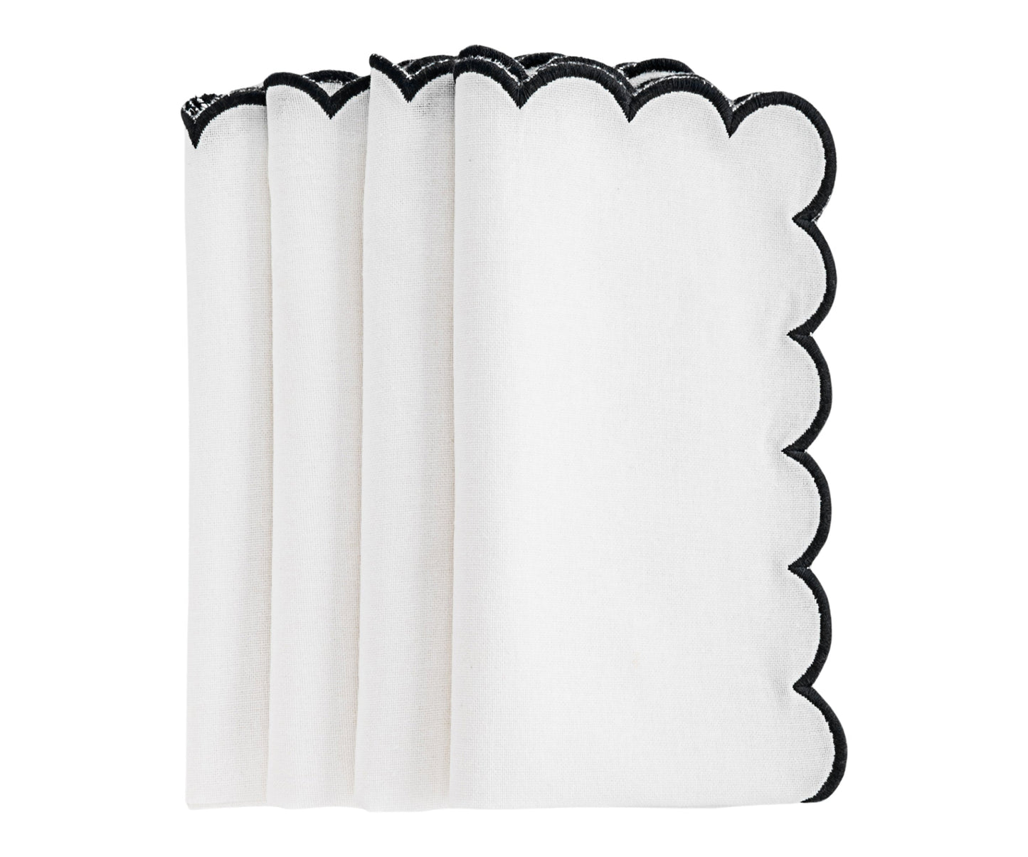 Napkins Black and White - Closewave Scalloped Edge