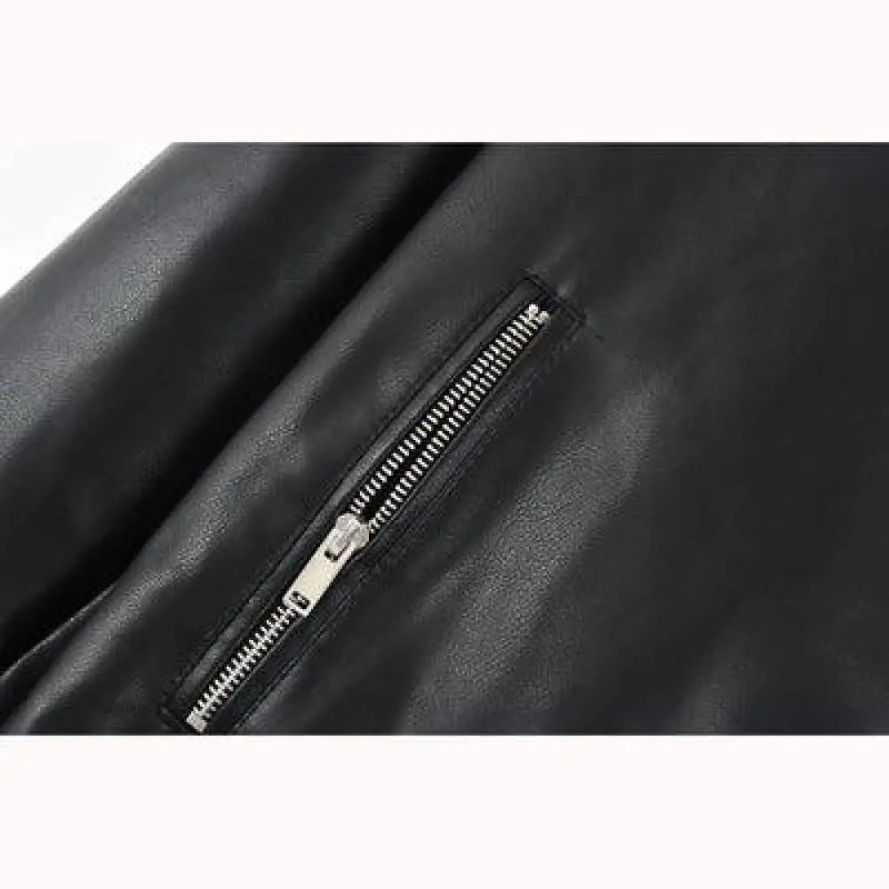 Women's Colorblock Loose Fit Pu Leather Biker Jacket