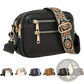 Colorblock Leather Crossbody Bag with Floral Strap