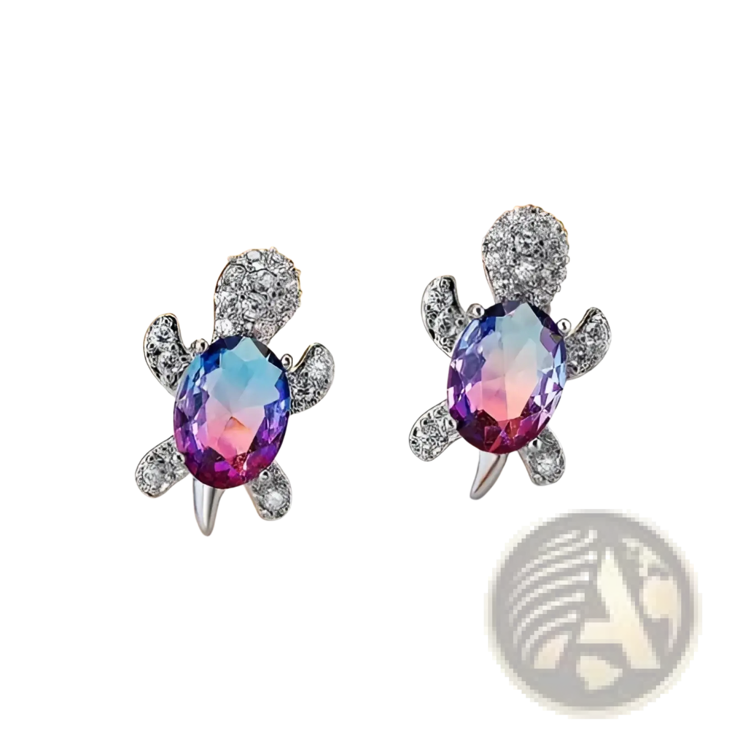 Colorful Crystal Turtle Stud Earring Set